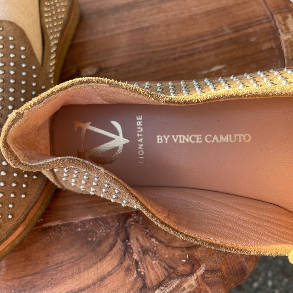 Vince Camuto Women Signature Alvita Studded Suede Slip-On Flats 6.5 Tobacco - Picture 9 of 11